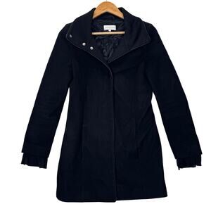 Patrizia Pepe Italy Minimalist Wool Cashmere Black Coat Size 4 Capsule Wardrobe